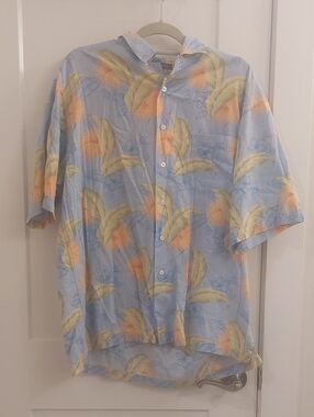 Daniel Cremieux Light Blue Tropical Floral Short-Sleeve Button-Up